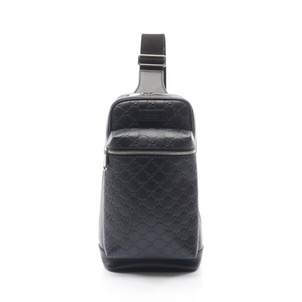 Gucci Guccissima Waist Bag Body Leather Navy Blue